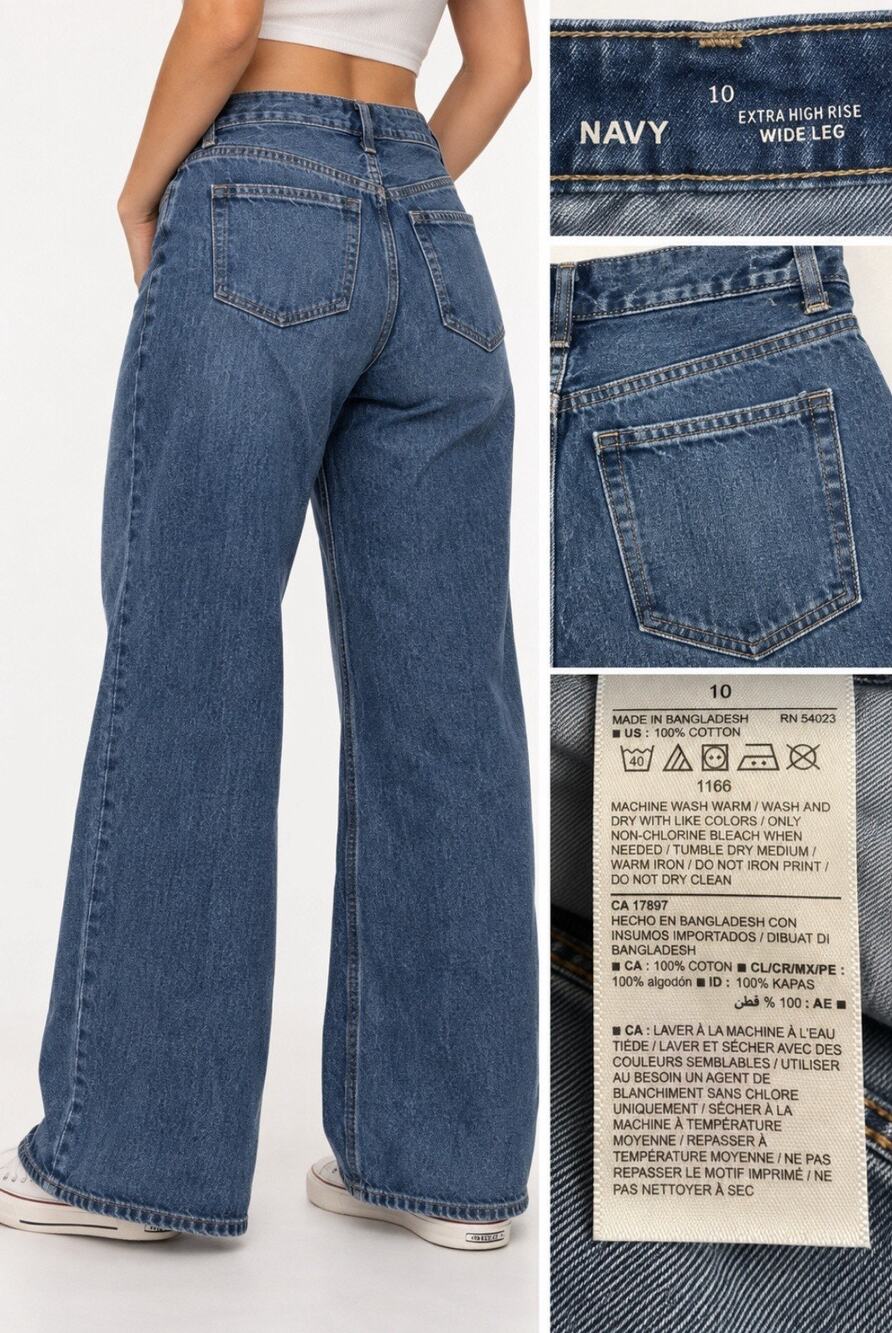 Barrel Relaxed Fit Old Navy Extra High Rise Wide Leg Jeans Size 10 Medium Wash